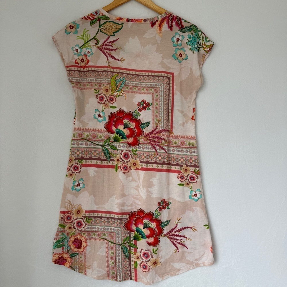 Johnny Was womens floral Short Sleeve Pima Cotton‎ blend mini Dress size XS - Picture 2 of 7